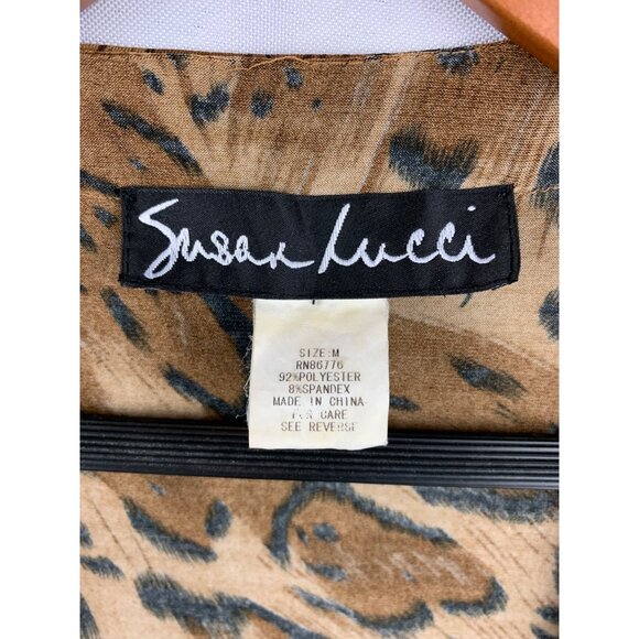 Susan Lucci Animal Print Womens Cardigan With Tie Waist M - Picture 3 of 3